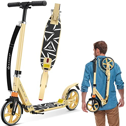 KESSER® Cityroller Scooter 205mm Räder PU Big Wheel - Pro-S Tretroller mit Doppel Federung, City-Roller Scooter klappbar und Höhenverstellbar, Inkl. Gurt, Roller Kickscooter für Erwachsene und Kinder
