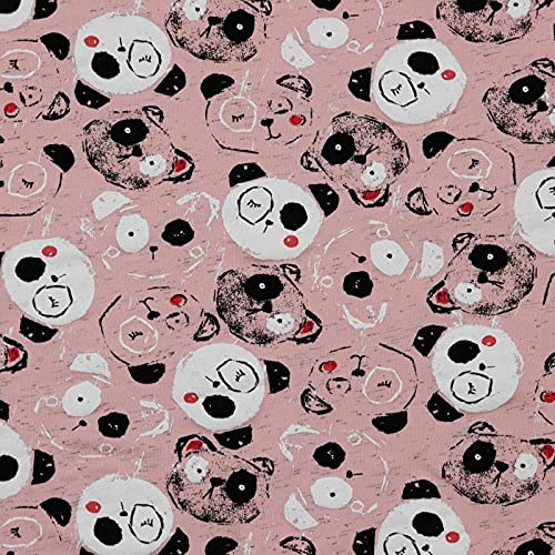 Stoff Meterware Kinderstoff Jerseystoff - 1 Meter, Jersey, Nähen, Kinder, Baby, Jungen, Mädchen, Bekleidung, Shirt (Panda Rosa)