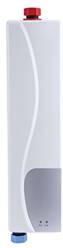 Calentador continuo mini calentador continuo eléctrico 220V 3000w calentador continuo cocina de baño lavado de enchufe de la UE con válvula de drenaje de presión de caldera única (blanco)
