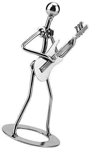 Cyrank Gitarrist Spieler Statue, Gitarrist Figur, Metal Musiker Skulptur, Eisen Musiker Spieler Sammlerfigur Metallgitarre Rock Skulptur Musik Player Dekor für Office Home Desktop Decor Ornament