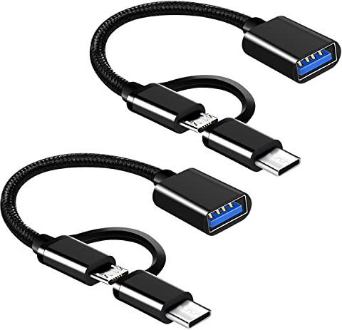 YRIKE Micro USB auf USB Adapter, 2 in 1 USB C /Micro auf USB 3.0 OTG Adapter (2 Stück), kompatibel mit MacBook Android Typc /Micro Geräten (Grau), AD-Android-Cable