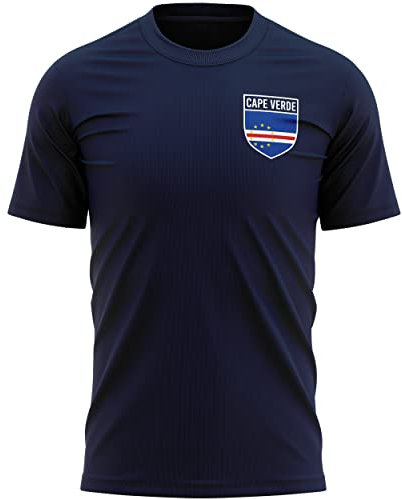 Purple Print House Cape Verde Shirts for Men, Cape Verde Flag Badge Retro T Shirt, Football Country Africa 2022 Supporters Gifts for Him or Her, 2024 World Tournament Footy Soccer Top, L, Navy