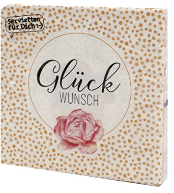 Servietten Schrift 20 Servietten Mit Rose | Glückwunsch | Blume | Spruch | Text | Schrift | Fest | Party | Tischdeko 33x33cm
