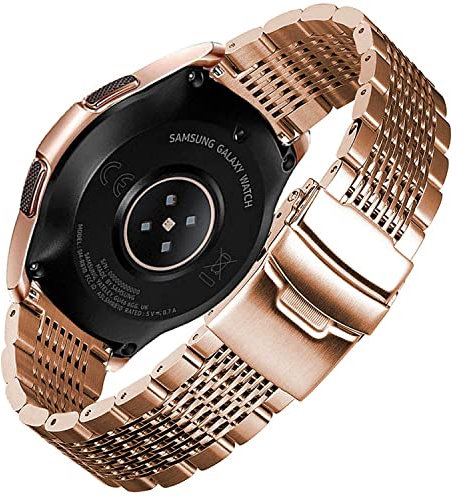 DEALELE Compatibile con Samsung Galaxy Watch 6/6 Classic / 5/5 PRO / 4/4 Classic / 3 41mm, Cinturino di Ricambio in 13-File Acciaio Inossidabile 20mm per Huawei GT3 42mm / GT2 42mm, Oro Rosa