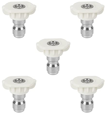 Larcele Pressure Washer Spray Nozzle Tip Set, Replacement Sprayer Nozzle Tips for Pressure Washers Accessories,1/4 Quick Connect, 4,500 PSI, 5 Pack (White, 40 Degree) QXJPZ-01