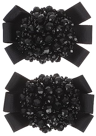 Holibanna 1 Paar Ribbon Bow Schuhe Clips Strasssteine Kristall Schuhschnalle Dekorationskleid Hut Schuhschuh Schuhe Schmuck für Hochzeitsfeier Prom Schuhzubehör Schwarz Schwarz