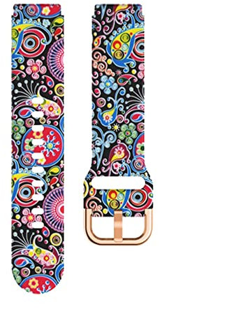 DFAMIN 18 mm Malerei-Silikon-Armband für Garmin Vivoactive 4S Vivomove 3S Smartwatch für Garmin Venu 2S/Active S Armband (Farbe: H, Größe: 18 mm)