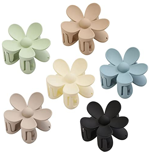XIXKOLYU® 6PCS Matte Blume Haarspangen, große Kralle Clips für Frauen dick/dünnHaar, große niedliche Haarspangen für Frauen Mädchen Geschenke