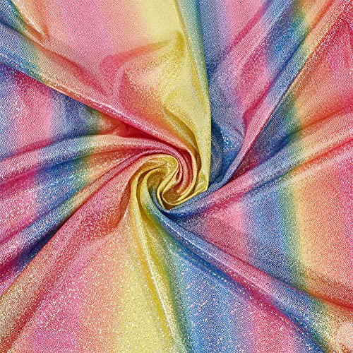 FINGERINSPIRE Stoff Meerjungfrauenschuppen 100x150cm Bunte Punkte Gestrickt Bronzing Regenbogen Hologramm Spandex Funkelnde Meerjungfrau Fischschuppenstoff Nähen Kleidung, DIY-WH0304-481-EU18