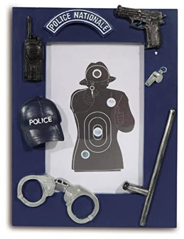 Isideco Bilderrahmen mit Schießstand Bild und Utensilien der französischen Polizei