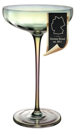INTIRILIFE Bicchiere da Martini/Champagne 140 ml – Coppa Cocktail Coupé con Riflessi Arcobaleno e Forma Ondulata – Cristallo Senza Piombo, Lavabile in Lavastoviglie, Antiurto – Bar Festa Matrimonio