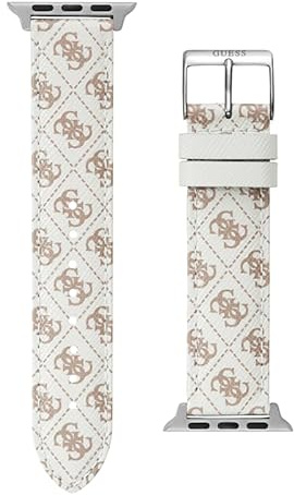 GUESS Correa de reloj inteligente para mujer compatible con Apple Watch (38 mm - 40 mm), Blanco, Classic