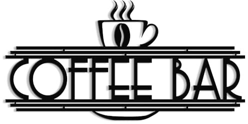XORT Wanddekoration aus Metall, Motiv: Kaffee- und Teebar, 40,6 x 20,3 cm, Schwarz