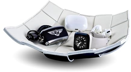 MSJGA Tablett für Damen und Herren, PU-Leder, Schlüsselhalter für Eingangstisch, Nachttisch, Schreibtisch, Auffangbehälter, Tablett für Geldbörse, Uhr, Schlüssel, Telefon, Geschenk für Herren, 24,9 x