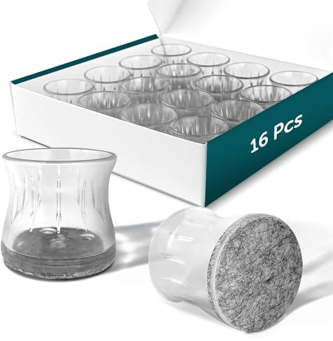shinfly 16 Stück Stuhlbeinkappen Rund mit Filz – 14-18mm Chair Leg Caps Klein, Stuhlbeinschoner für Metallstühle, Schutzkappen für Stuhlbeine, Verschleißfest & Geräuscharm, Gleitet Reibungslos