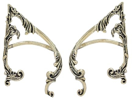 Prosy Gothic Elf Ohr Manschetten Silber Ohrringe Cosplay Vintage Ohrstecker Ohrclips für Frauen im Teenageralter (2 Stück) (Gold)