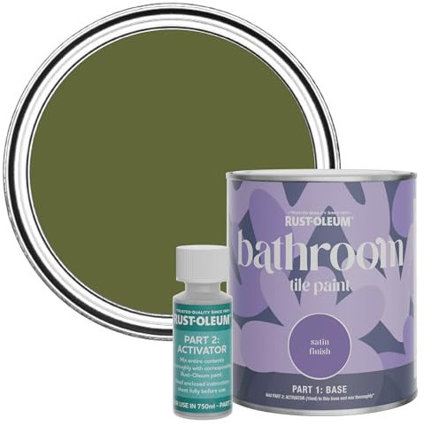 Rust-Oleum Peinture Verte Résistante à l'eau pour Carrelage de Salle de Bain, Finition Satinée - Jasper 750ml