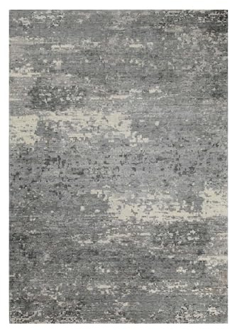Wecon Home Brookville gewebter Kurzflorteppich, 80 x 150 cm, grau | Vintage Kurzflorteppich aus Wolle & Viskose mit sanftem Glanz und einzigartiger Textur. Hand-Carving für Wohnzimmer