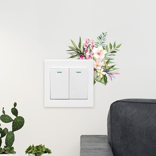 Winhappyhome Lot de 3 petits autocollants muraux pour interrupteur de porte, chambre à coucher, chambre d'enfant, décoration de fleurs, Wall Stickers 01