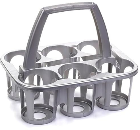 Acan Tradineur - Portabotellas de plástico, 6 Botellas, Transportar Bebidas, refrescos, Resistente (PP), Fabricado en España (Plata - 28 x 34 x 25,5 cm)