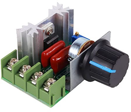 Sunicon Drehzahlregler, AC 110V-220V 2000W SCR Hochleistungs-Elektronikspannungsregler-Modul Einstellbare Motordrehzahlregler-Regulierung 25A Ultra Kleiner LED-Dimmer mit Drehzahlreglerknopf