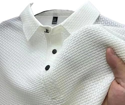 YJHLY Polo Shirt Summer T Shirt Mesh Ice Silk Cool Down Breathable Short Sleeve Men'S Shirt Collar Solid Polo Shirt Half Sleeve Men Clothing-White-Xl 65-75Kg