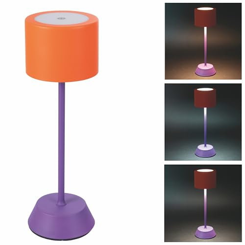 Lampada da tavolo con sensore touch, ricaricabile, 3 intensità di luminosità, arancione e viola, Color Shock