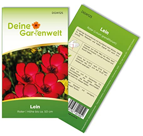 Lein rot Samen - Linum grandiflorum - Leinsamen - Blumensamen - Saatgut für 70 Pflanzen