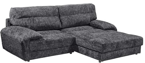 Riess Ambiente Modernes XXL Ecksofa Milano - 260cm - anthrazit - Chenille-Strukturstoff L-Form Wohnlandschaft