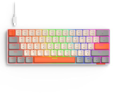 BASEKAMP EVO Compact 61 Mechanische Gaming-Tastatur, Regenbogen-Lichteffekt, Retro-Stil