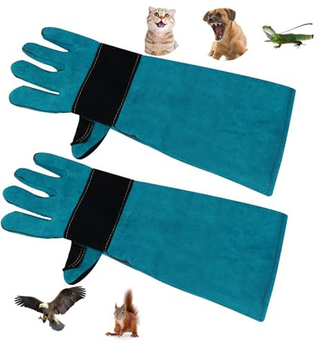 WPPQWP Bissfeste Handschuhe Hunde Katzen, 45cm Dornenfeste Handschuhe, Kratz und Bissfeste Handschuhe, Verdicktes Rindsleder für Haustierhaarpflege, Haustiertraining, Schweißen, Gartenarbeit (45cm)