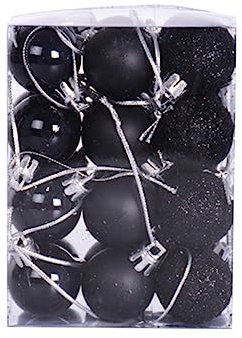 Weihnachtskugeln 24 Stück 4cm Kunststoff Schwarz Weihnachten Mottoparty
