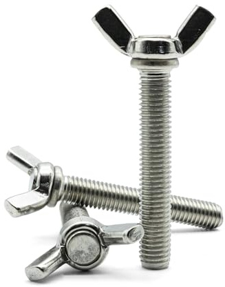 Hippo Hardware M6 (6mm X 50mm) Butterfly Wing Thumb Screws Bolts A2 Stainless Steel (Pack of 10)