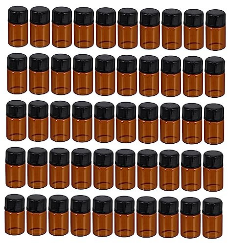 minkissy Braune Kleiner Glasflaschen 2 Ml Präzise Nachfüllbare Make up Behälter Aus Glas Mit Schraubverschluss Für Kosmetik Und Reise 50 Stück Ohne Auslaufen