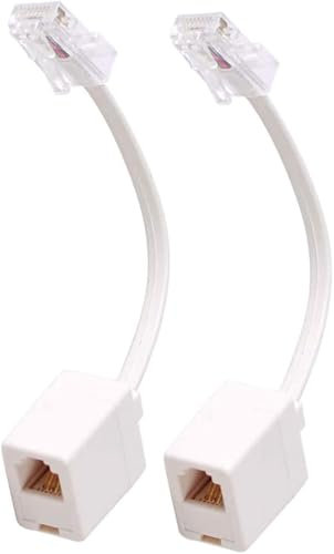 Zguziji 2 Pack RJ45 to RJ11 Converter Adapter Connector M/F Cable,Telephone RJ11 6P4C Female to Ethernet RJ45 8P8C