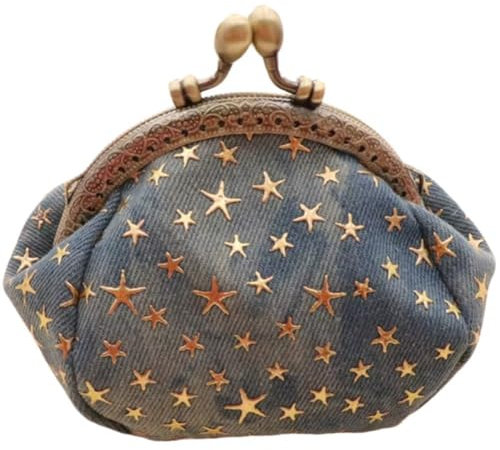 Ymxygz Porte-Monnaie Étoile À Cinq Branches, Porte-Monnaie en Denim, À Serrure, À Langer en Denim, À Loquet pour Femmes Dames