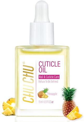 CHUCHU Nail Cuticle Oil - Pineapple Scent Nail Moisturizing Strengthener Treatment - Natural Jojoba Vitamin B & E Repair Growth for Dry Cracked Nails