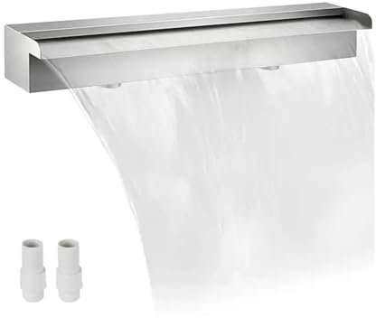 Garten Deko Wasserfall-Poolbrunnen aus Edelstahl mit Rohrverbinder, Überlauf, Garten, Außenteich, Swimmingpool-Brunnen Solar Wasserpumpe(SW1500)