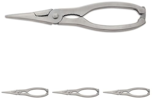 Arcos Tenazas de Marisco en Acero Inoxidable 185 Mm y Mango Ergonómico. Instrumento Profesional Corta Marisco y Abridor de Frutos Secos. Color Gris (Paquete de 4)