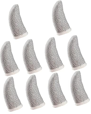 VALICLUD 10 Pcs Flexible Touchscreen Finger Sleeves White Yellow Edge, Thin Breathable Finger Covers Silver Fiber for Gaming, Sweat-Resistant Gloves Suitable for Mobile Game Players