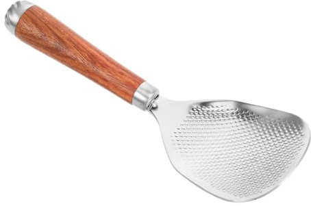 ABOOFAN Pala Antiadherente Para Arroz Acero Inoxidable Mango De Madera Cuchara De Cocina Para Arroz y Salsas