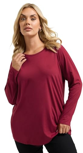 Yours Curve Burgundy Red Long Sleeve Core T-Shirt - Women's - Plus Size Curve