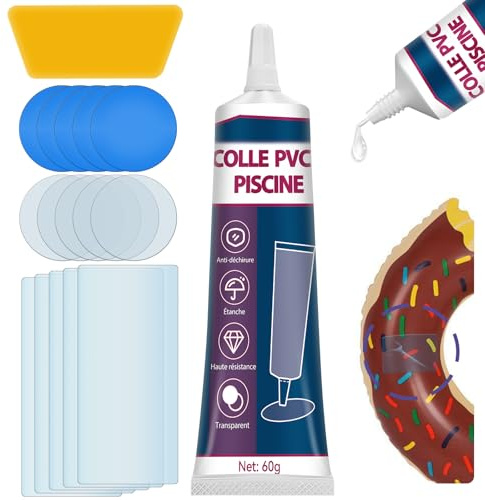 Paistely Kit de Réparation Piscine Imperméable et Transparent, pour Matériaux en PVC, ABS, EVA et Caoutchouc, Matelas Pneumatiques et Structures Gonflables