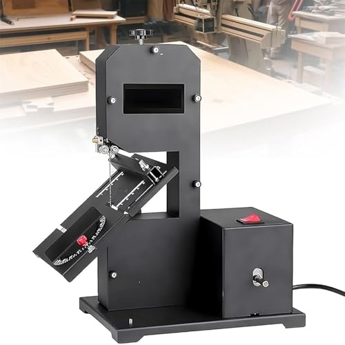 LQQYJSM Sega A Nastro Banco Professionale 800 W, Seghe Verticali A Filo, profondità Taglio 70 Mm + Gola 90 Mm Tagli Curvi + Tagli Dritti, Piano in Metallo Inclinabile (0-45°), Macchina Taglio Legno
