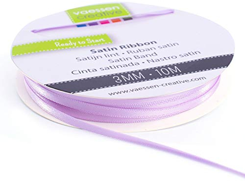 Vaessen Creative Ruban Satin, 3mm x 10m, Éclat Élégant pour Créer des Cartes, Scrapbooks, Emballage Cadeaux et Autres Projets Créatifs, Lilas, 3 mm, Set de 10 Pièces