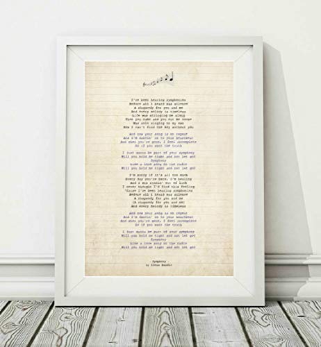 Clean Bandit - Symphony - Liedtext-Kunstdruck (UNGERAHMT) - Verfügbare Poster Druckformate A4 (29.7 x 21cm) und A3 (42 x 29.7cm) (A4)