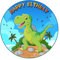 J&M DECO Tortenaufleger Dino – essbare Dinosaurier Tortendeko Ø 20 cm – farbenfrohes Tortenbild für Kindergeburtstag – gebrauchsfertig auf Zuckerpapier – Made in EU