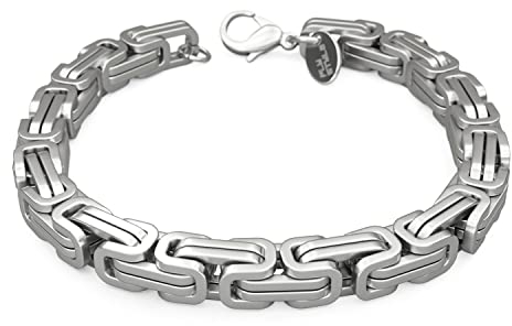 Fly Style Byzantiner Königskette Armband Herren - Königsarmband Edelstahl silber poliert - 9mm breit, 25cm lang