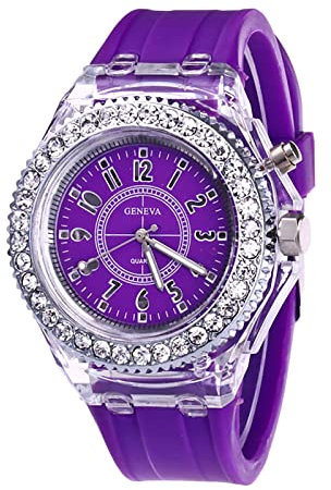 Routefuture Montre Femme Pas Cher, Montres Femmes Bracelet en Silicone Montres à Quartz de Vintage Chic Montre-Bracelet Créative Cadeau pour Femmes Filles Ado Dames,Violet,#A1095Q