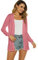 Ietaoo Gilet Long Femme Été Cardigan Veste Tricot Léger Manches Longues Gilet Elégant Ouverte Cardigan Rosa XXL